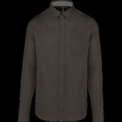 Camisa de algodón con bolsillo y cuello con botones DARK GREY XXL