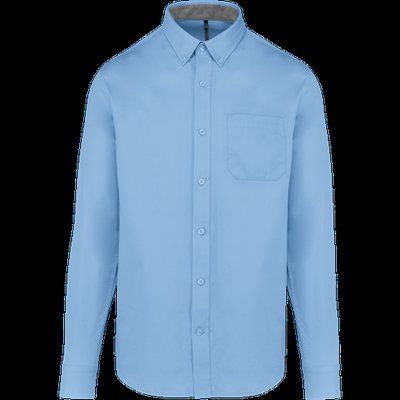 Camisa de algodón con bolsillo y cuello con botones Sky Blue M