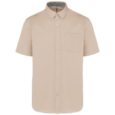 Camisa de algodón manga corta hombre Beige XS