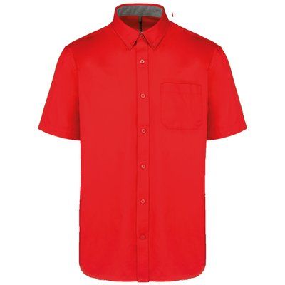 Camisa de algodón manga corta hombre Red L