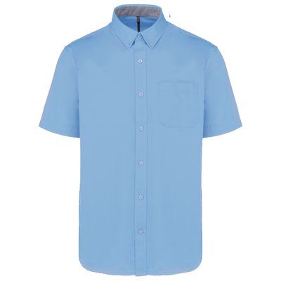 Camisa de algodón manga corta hombre Sky Blue M