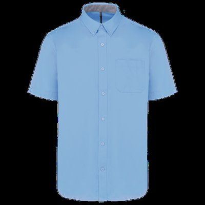 Camisa de algodón manga corta hombre Sky Blue XL