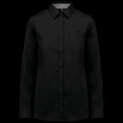 Camisa de algodón de manga larga Black L