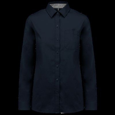 Camisa de algodón de manga larga Navy M