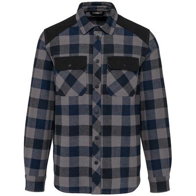 Camisa a cuadros algodón con bolsillos Storm Grey / Navy Checked / Black 4XL