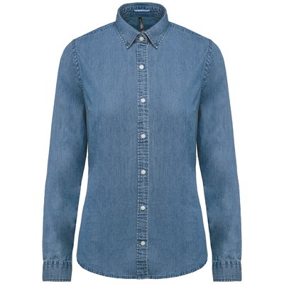 Camisa Denim algodón para mujer Azul S