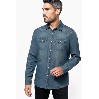 Camisa denim manga larga