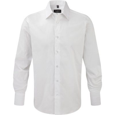 Camisa entallada larga hombre Blanco S