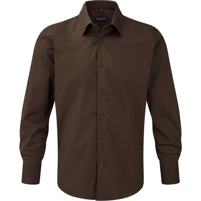 Camisa entallada larga hombre Marrón M