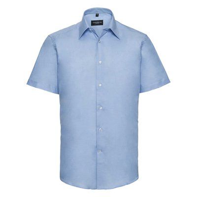 Camisa entallada de manga corta Oxford Blue S