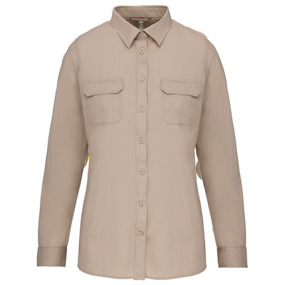 Camisa envejecida manga larga mujer Beige XS