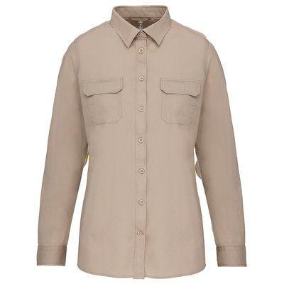 Camisa envejecida manga larga mujer Beige XXL