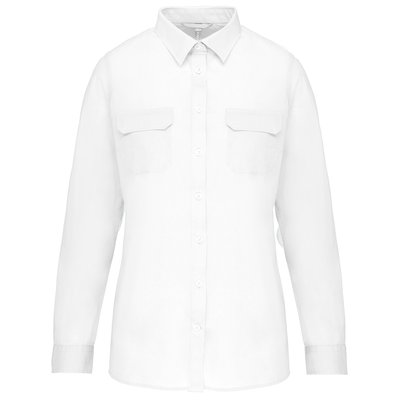 Camisa envejecida manga larga mujer Blanco XS