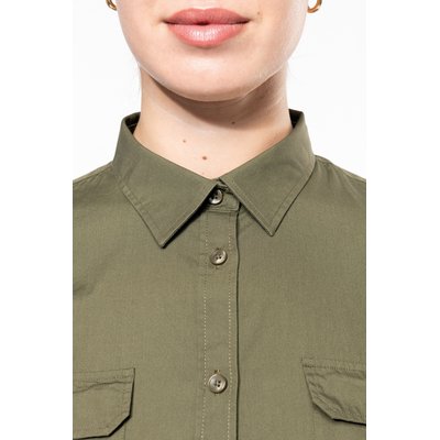 Camisa envejecida manga larga mujer