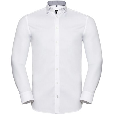 Camisa Espiga manga larga ajustada Blanco 3XL