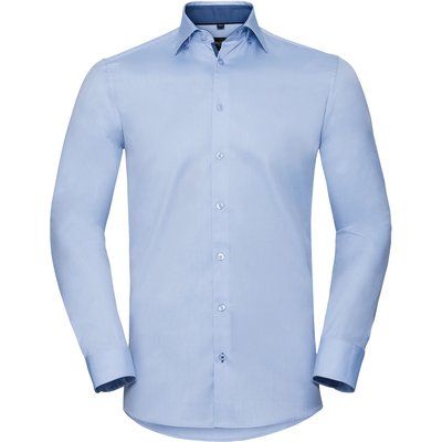 Camisa Espiga manga larga ajustada Light Blue / Mid Blue / Bright Navy S