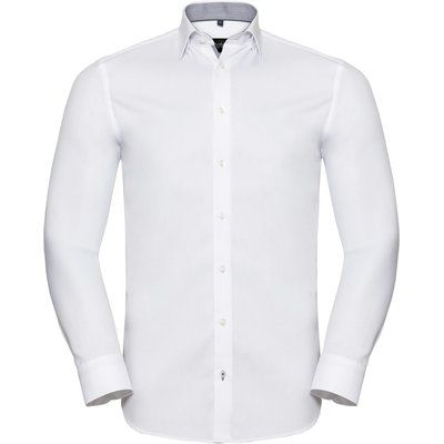 Camisa Espiga manga larga ajustada White / Silver / Convoy Grey 3XL