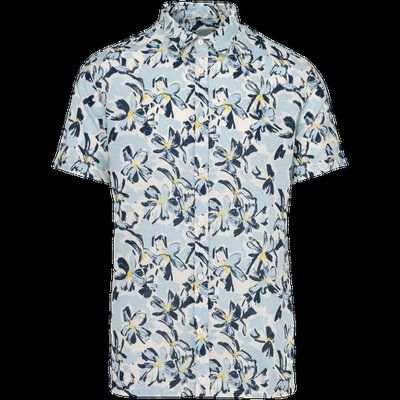 Camisa estampado vegetal lino hombre Ivory Floral Blue XS