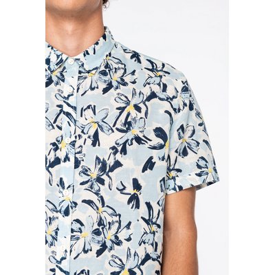 Camisa estampado vegetal lino hombre