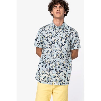 Camisa estampado vegetal lino hombre