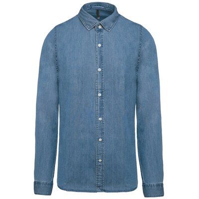 Camisa hombre algodón efecto Denim Chambray Blue S