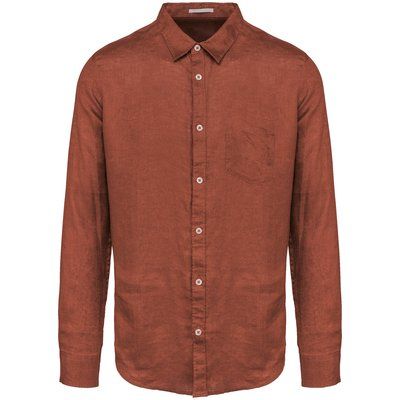 Camisa de lino hombre Burnt Brick M