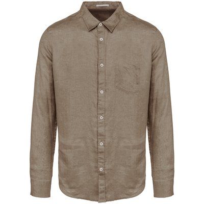 Camisa de lino hombre Cream Coffee 3XL