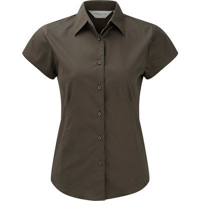 Camisa de manga corta entallada para mujer CHOCOLATE L