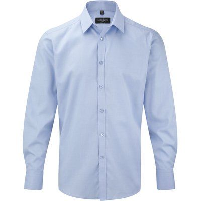 Camisa de manga larga para hombre tejido espiga Light Blue S