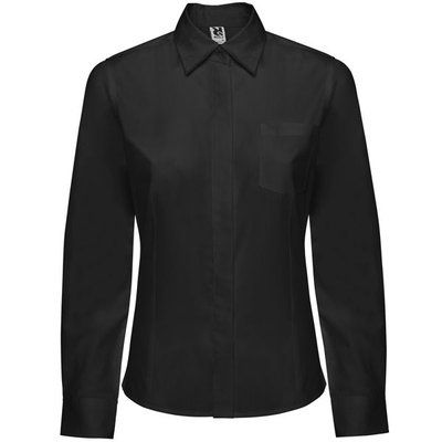 Camisa Mujer Entallada con Bolsillo Negro L