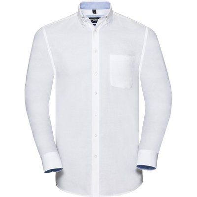 Camisa Oxford efecto lavado White / Oxford Blue 4XL