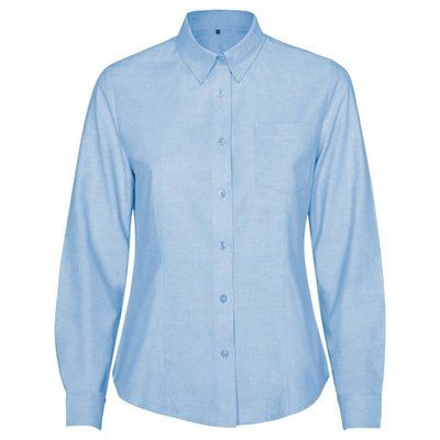 Camisa Oxford Mujer Entallada Manga Larga CELESTE 3XL