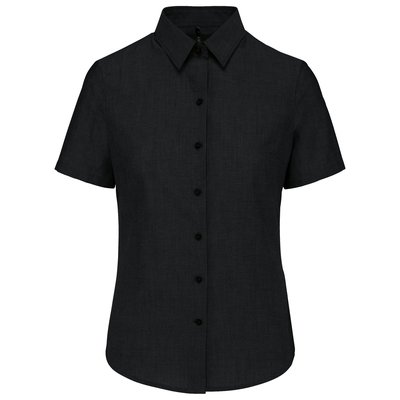 Camisa oxford mujer manga corta Negro 3XL