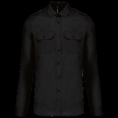 Camisa de piloto manga larga para hombre Black 4XL