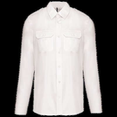 Camisa de piloto manga larga para hombre White 3XL