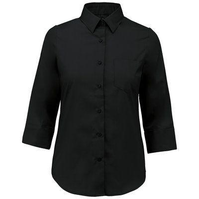 Camisa popelina media manga mujer Negro XS