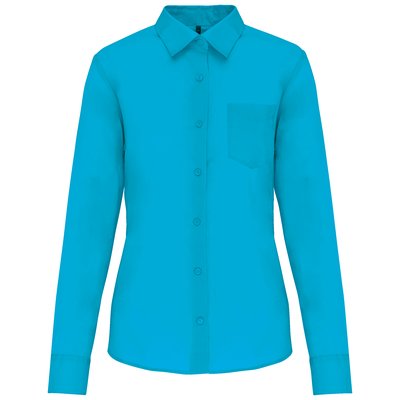 Camisa popelina polialgodón mujer Azul S