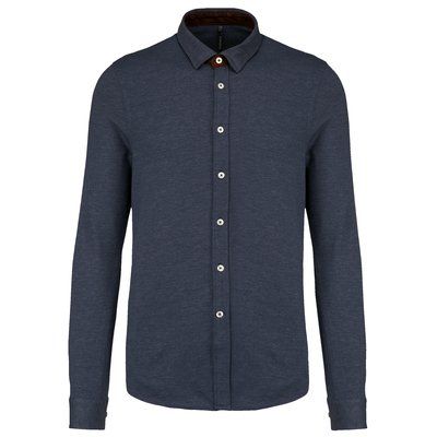 Camisa punto Jacquard Manga Larga Jacquard blue S