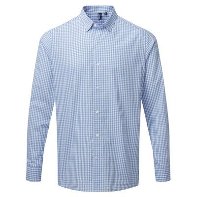 Camisa Vichy manga larga Light Blue / White S