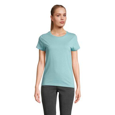 Camiseta Ajustada Algodón Mujer Azul XXL