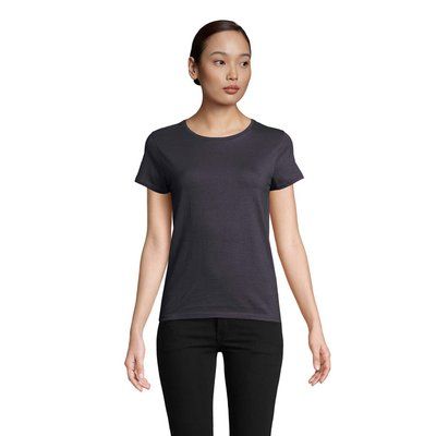 Camiseta Ajustada Algodón Mujer Gris L