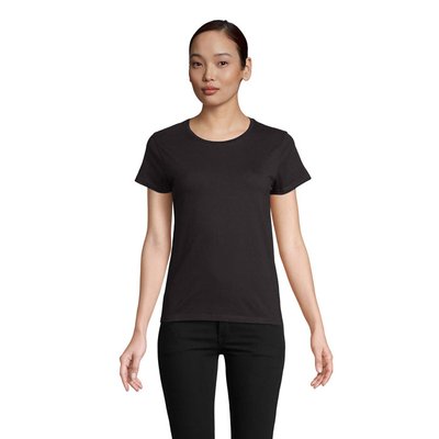 Camiseta Ajustada Algodón Mujer Negro 3XL