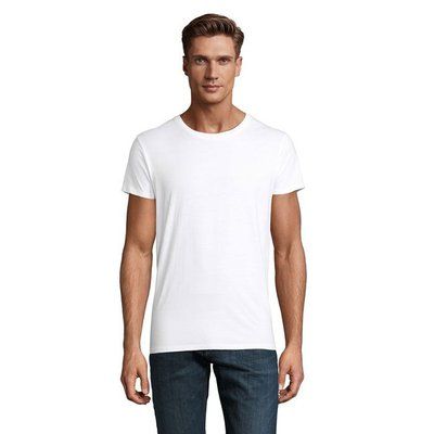 Camiseta ajustada de cuello redondo para hombre Blanco L