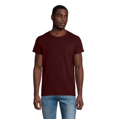 Camiseta ajustada de cuello redondo para hombre Burgundy L