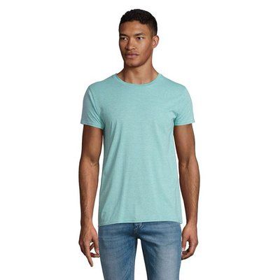 Camiseta ajustada de cuello redondo para hombre Heather Light Green 3XL