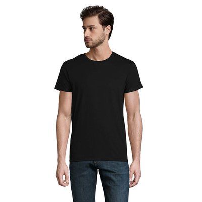 Camiseta ajustada de cuello redondo para hombre Negro Profundo 3XL