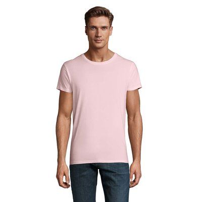 Camiseta ajustada de cuello redondo para hombre Rosa Pálido 3XL