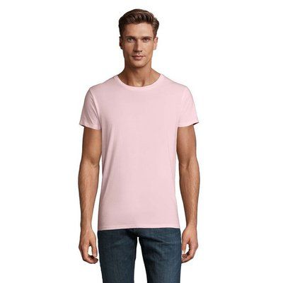 Camiseta ajustada de cuello redondo para hombre Rosa Pálido M