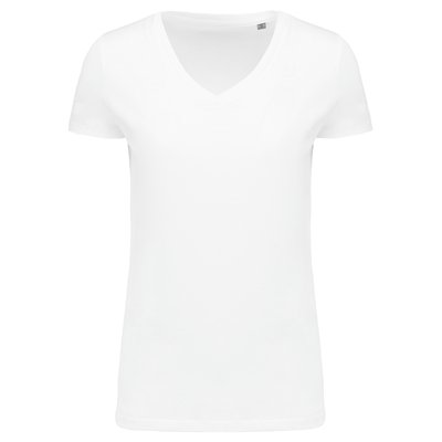 Camiseta algodón chica cuello pico Blanco L