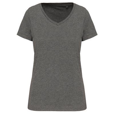 Camiseta algodón chica cuello pico Grey Heather S